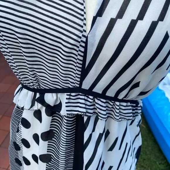 Maeve High low Black and White Dress - Picture 5 of 9